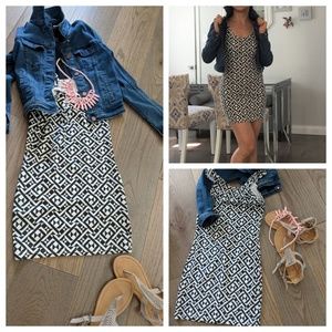 Black and White Geometric Mini Dress